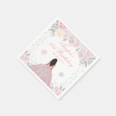 ピンクウィンターダークスキンプリンセス誕生日パーティー スタンダードカクテルナプキン (角)