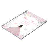 ピンクウィンターダークスキンプリンセス誕生日パーティー ノートブック (左側)