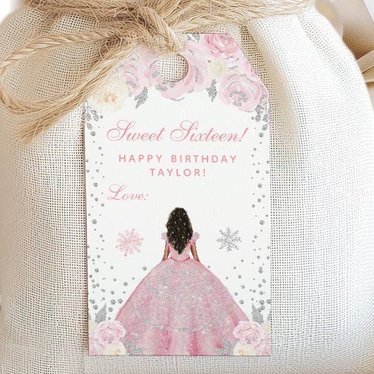 ピンクウィンターダークスキンプリンセスSweet sixteen ギフトタグ