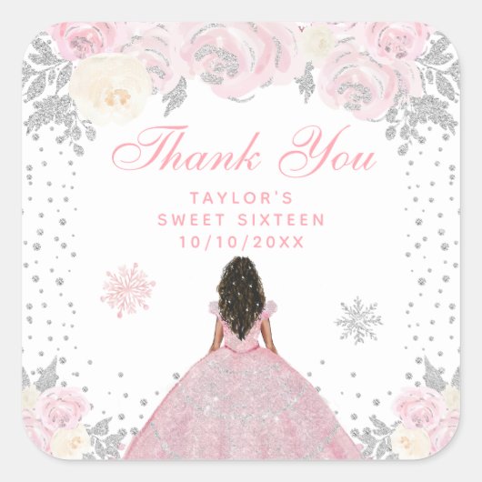 ピンクウィンターダークスキンプリンセスSweet sixteen スクエアシール (正面)