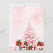 ピンクウィンターツリークリスマスパーティー 招待状 (裏面)