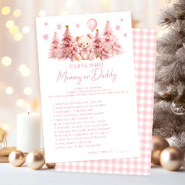 ピンクウィンターテディベアベビーママまたはパパのゲーム