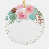 ピンクウィンターフローラパーソナライズされたガールバプテスマ セラミックオーナメント (裏面)