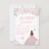 ピンクウィンターブラウンヘアプリンセスSweet sixteen 出欠カード (正面)