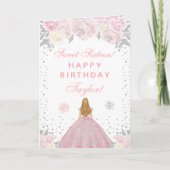 ピンクウィンターブロンドヘアプリンセスSweet sixteen カード (正面)