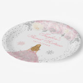 ピンクウィンターブロンドヘアプリンセスSweet sixteen ペーパープレート (アングル)