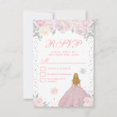 ピンクウィンターブロンドヘアプリンセスSweet sixteen 出欠カード (正面)