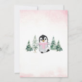 ピンクウィンターペンギン誕生日パーティー 招待状 (裏面)