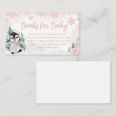 ピンクウィンターペンギン赤ちゃんシャワーベビー エンクロージャーカード (正面/裏面)