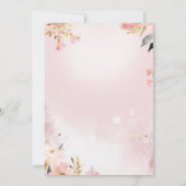 ピンクウィンターワンダーフルスノーフレークフローラ誕生日 招待状 (裏面)