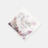 ピンクウィンターワンダーランドガールズバースデーパーティー スタンダードカクテルナプキン (角)