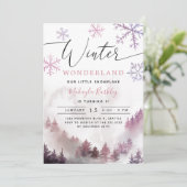 ピンクウィンターワンダーランドガール誕生日 招待状 (スタンド正面)