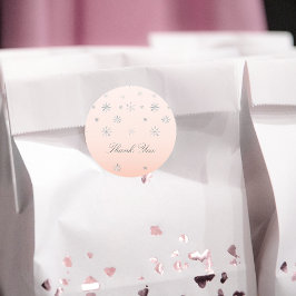 ピンクウィンターワンダーランドスノーフレークベビーありがとう ラウンドシール