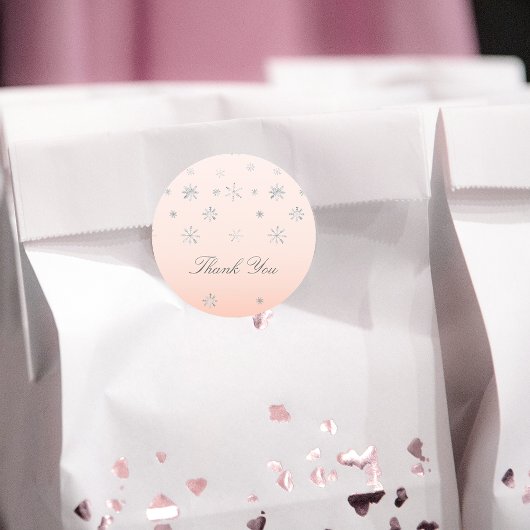 ピンクウィンターワンダーランドスノーフレークベビーありがとう ラウンドシール