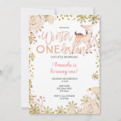 ピンクウィンターワンダーランドスノー誕生日招待状 招待状 (正面)