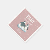 ピンクウィンターワンダーランドテーマペンギンベビーシャワー スタンダードカクテルナプキン (角)