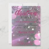 ピンクウィンターワンダーランド企業のクリスマスパーティー 招待状 (正面)