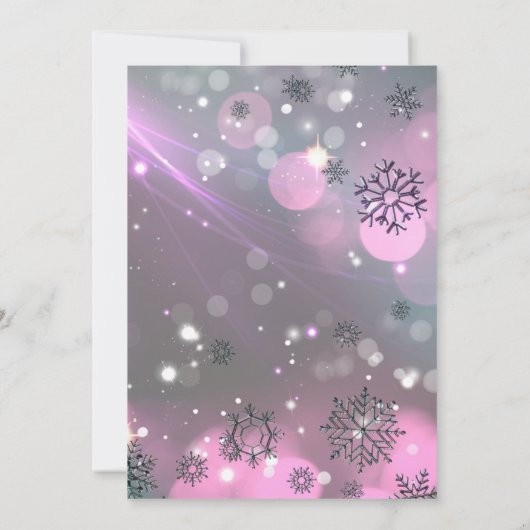 ピンクウィンターワンダーランド企業のクリスマスパーティー 招待状 (裏面)