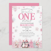 ピンクウィンターワンダーランド招待状 招待状 (正面/裏面)