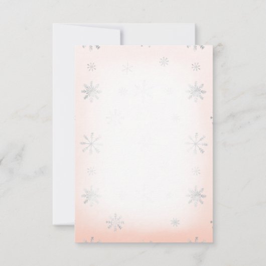 ピンクウィンターワンダーランド赤ちゃんシャワーありがとう サンキューカード (裏面)