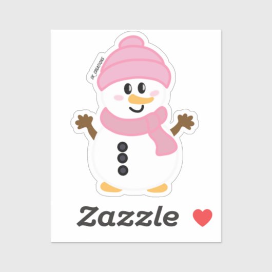 ピンクウィンター雪だるま シール (シート)