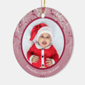 ピンクウィンター（鳥）ショウジョウコウカンチョウベビーパーソナライズされた写真 セラミックオーナメント (左)