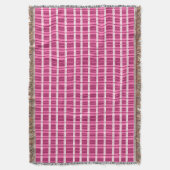 ピンクウィンドウペインコンテンポラリープリント スローブランケット (正面縦)