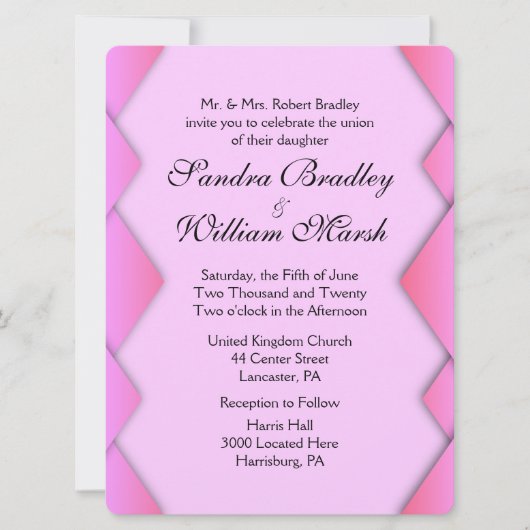 ピンクウィーブ結婚式招待状 招待状 (正面)