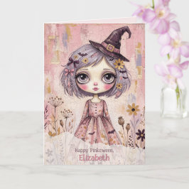 ピンクウィーンの魔女 ピンクのハロウィン スプーキー カード