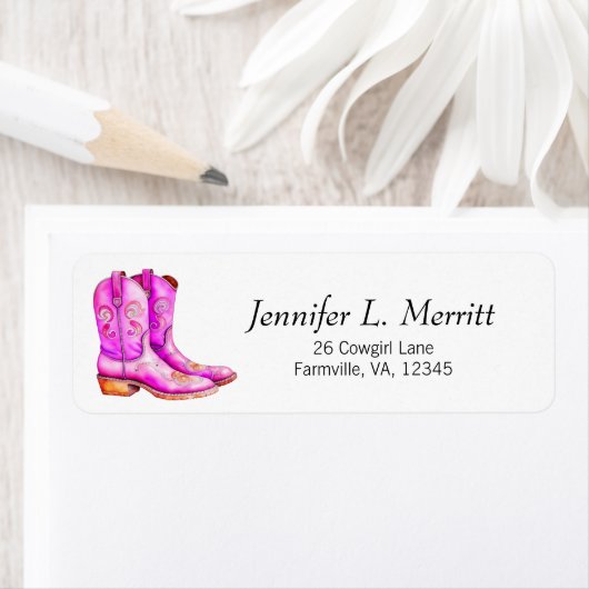 ピンクウェスタンかわいらし女性のカーボーイロデオブーツファームライフ ラベル (インサイチュ)