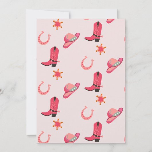 ピンクウェスタンのワイルドウェストの女の子の最初のロデオ誕生日 招待状 (裏面)