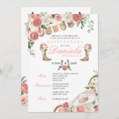 ピンクウェスタンエレガントシャルロ女性のカーボーイキンセアニラ 招待状 (正面/裏面)