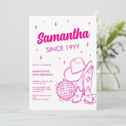 ピンクウェスタンカントリーディスコ30th誕生日パーティー 招待状 (スタンド正面)