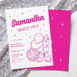 ピンクウェスタンカントリーディスコ30th誕生日パーティー 招待状