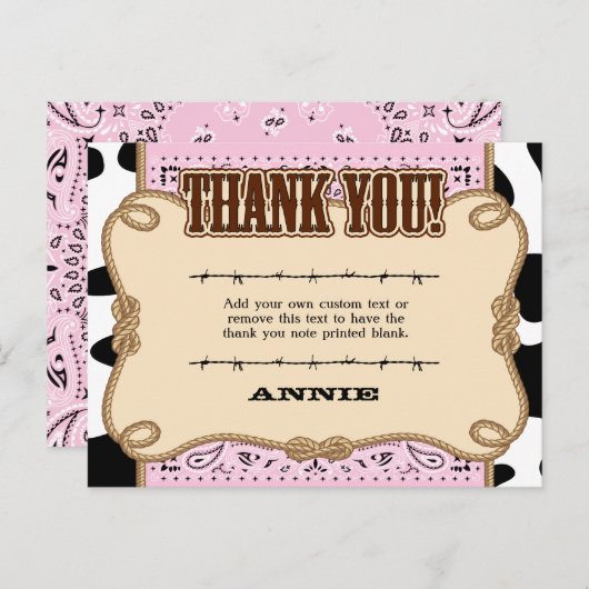 ピンクウェスタンサンキューカード ポストカード (正面/裏面)
