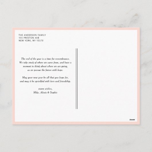 ピンクウェスタンタイポグラフィメリークリスマスフォト シーズンポストカード (裏面)