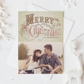 ピンクウェスタンタイポグラフィメリークリスマスフォト シーズンポストカード