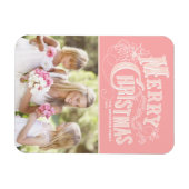 ピンクウェスタンタイポグラフィメリークリスマスフォト マグネット (横)