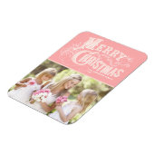 ピンクウェスタンタイポグラフィメリークリスマスフォト マグネット (左側)