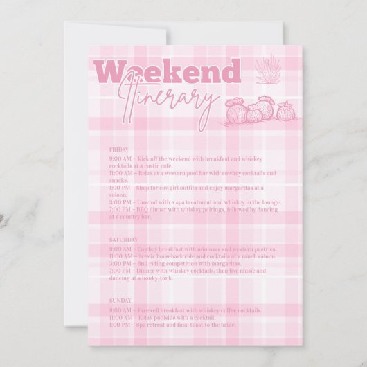 ピンクウェスタンバチェロレッテ旅行 招待状 (裏面)