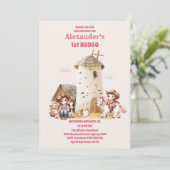 ピンクウェスタンファースト誕生日ロデオベビーガール 招待状 (スタンド正面)