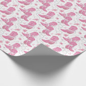 ピンクウェスタンフローラ女性のカーボーイブーツ&パール ラッピングペーパー (角)