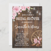 ピンクウェスタンブライダルシャワーカントリーウェディングシャワー 招待状 (正面)