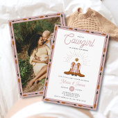 ピンクウェスタンリトル女性のカーボーイロデオベビーシャワー 招待状