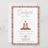ピンクウェスタンリトル女性のカーボーイロデオベビーシャワー 招待状 (正面)