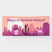 ピンクウェスタン女性のカーボーイデザートエイジ1誕生日 横断幕 (横)