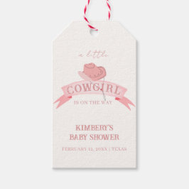 ピンクウェスタン女性のカーボーイハットベビーシャワー ギフトタグ