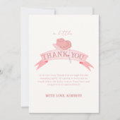 ピンクウェスタン女性のカーボーイハットベビーシャワー サンキューカード (正面)