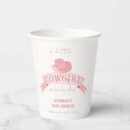 ピンクウェスタン女性のカーボーイハットベビーシャワー 紙コップ