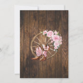 ピンクウェスタン女性のカーボーイブーツサドルアップブライダルシャワー 招待状 (裏面)